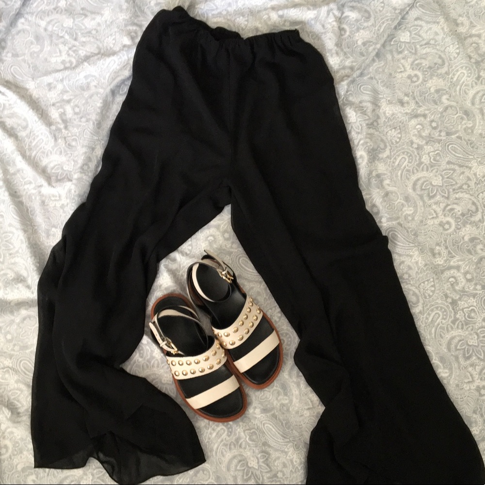 Flare loose dress pants high rise